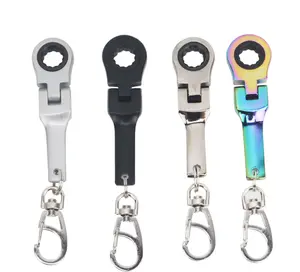 3.94inch Portable Keychain Ratchet Wrench, Chrome Vanadium Steel Pocket Size Adjustable Wrench Hand Tool - 1 Piece Mechanic Repair Bicycle Repair