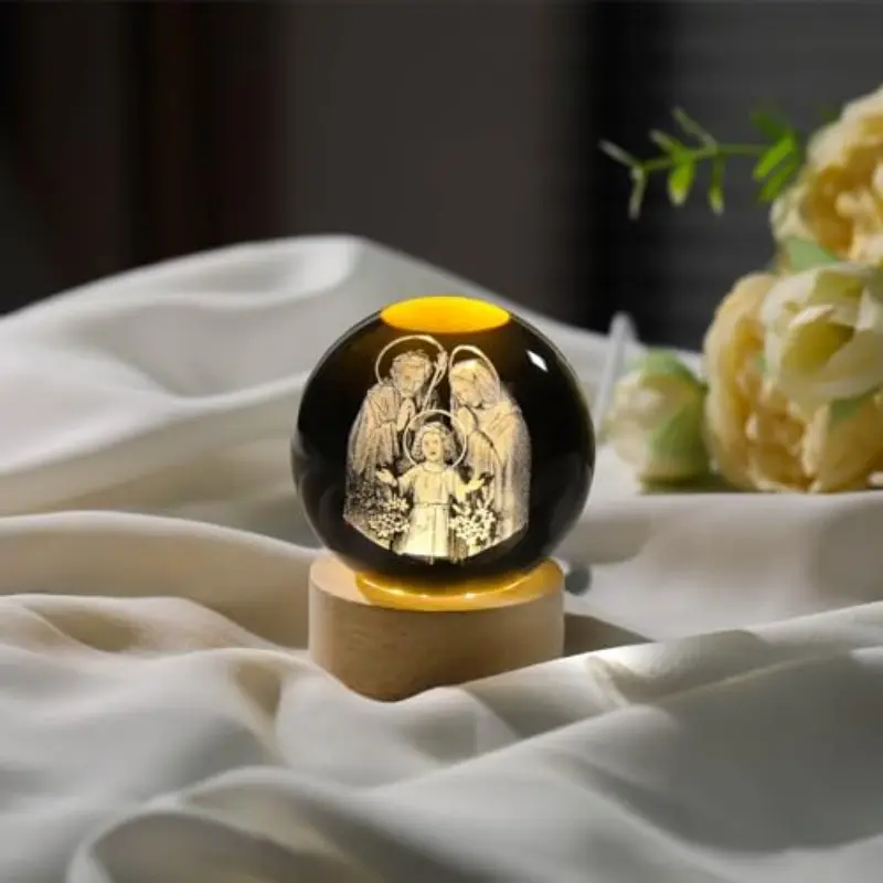 3D Crystal Jesus Cross & Praying Hands Statue, Laser Engraved Sacred Heart of Jesus, Easter Decoration, Catholic Religious Gift, Religious Home Decor