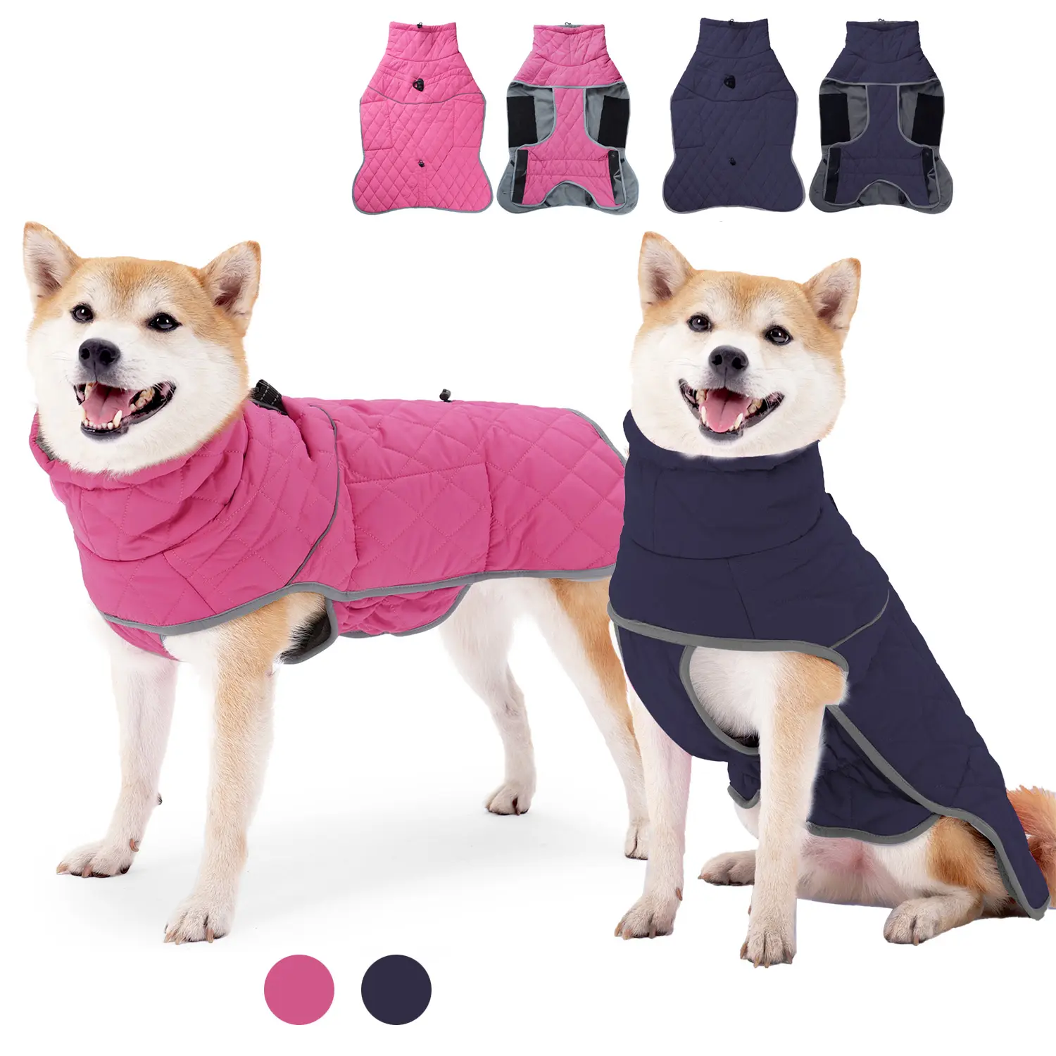 Warm Dog Coat, Waterproof Dog Jacket Winter Coat Turtleneck Windproof Pet Cold Weather Coats, Reflective Adjustable Dog Snow Jacket Sweater for Small Medium Large Dogs