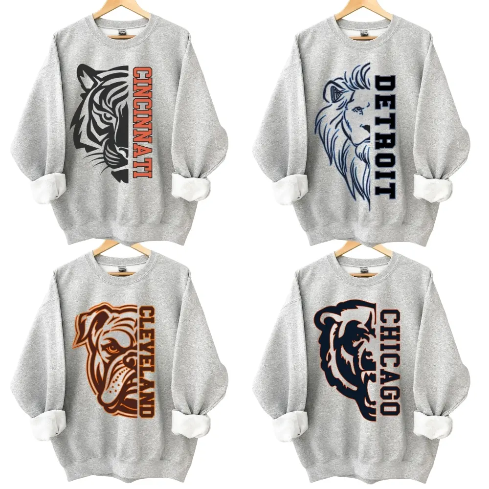 All Team Football City Graphic ASH GREY Sweatshirt City Animal Sports Day City Football Top Casual Game Hometown Shirt Comfortable Football Shirt