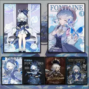 PIKPAKA Cartoon Anime Blue Furina HD Genshin Impact Poster HD Sticky Waterproof Wall Art High Quality Print Aesthetic Home Living Bedroom Bathroom Hallway Decor Trendy Room Decoration Easy-To-Apply Gift Durable Anime Design Artistic