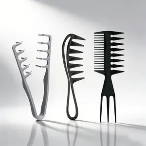 Salon hair men's special styling comb set, textured oil head wide tooth comb oil head comb, airplane head large back hair styling texture comb, fluffy hair double clip comb, plastic root fluffy clip hair comb combination