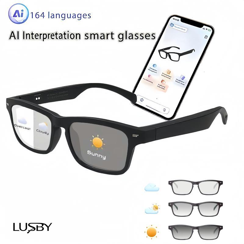 AI Interpretation Smart Glasses,160 Languages, Chat GPT,Audio Glasses for Men And Women,Microphone And Speaker, HD Voice Calls And HIFI Music Quality,Hands-Free Calling,Color Changing Lens, Suitable for  Riding,Driving,Travel,Easter gift