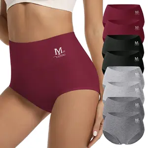 Morelect Women's High-Waist Cotton Briefs – 4/8 Pcs Super Soft Breathable Solid Color Panties for Mature Ladies, All-Season Comfort Seamless Underwear