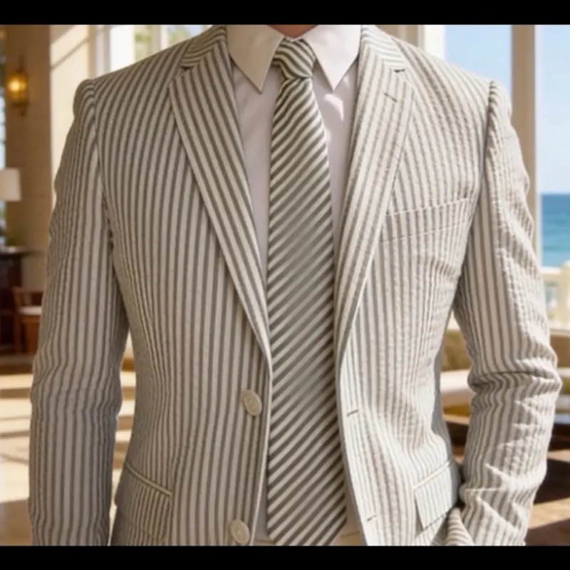 Men’s suits (sage, green striped seersucker)