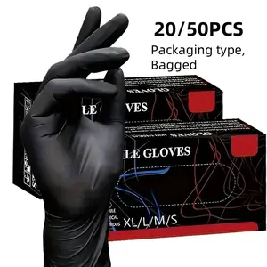 20/50pcs Disposable black PVC gloves, disposable latex-free Durable Cleaning Gloves for household cleaning.