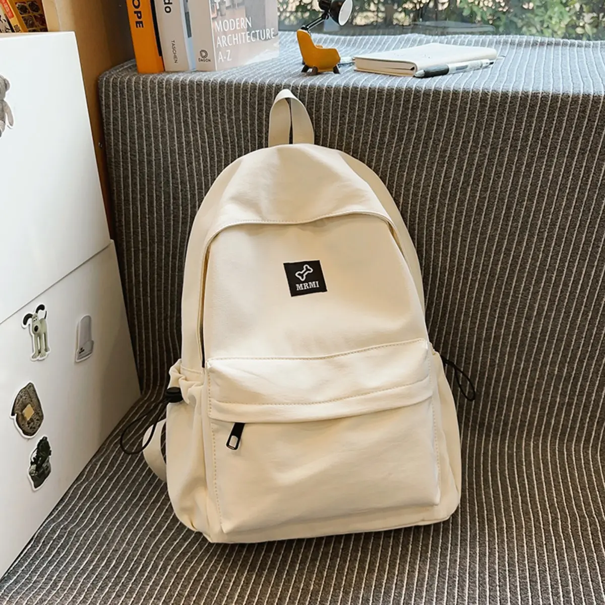 Simple solid color outdoor college student schoolbag junior high school backpack adult travel backpack