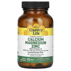 Country Life Calcium Magnesium Zinc with Vitamin D, 90 Tablets