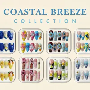 Her Apex Nails Coastal Breeze-Collection - Handmade Press-On Nails | Reusable, Salon-Quality, Long-Lasting, Glossy Design
