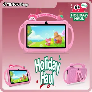 Aston Digital[TikTokShopHolidayHaul] Kids Tablet, 7 inch Android 13, Bluetooth, WiFi, HDScreen, with Protective Case, Parental Control System, Dual Cameras, Pre-Installed Educational Apps, Ideal Learning Tablet for Boys and Girls,  Pink/Blue