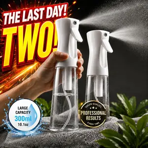 The last day! Two!  Hair Spray Bottle Continuous Water Mister Spray Empty Ultra Fine for Hair Styling, Pets, Plants, Cleaning, Misting & Skin Care, Salons, for Taming Hair in Morning, Curly Hair, Essential Oil Easily Refilled Containers Household Traditio