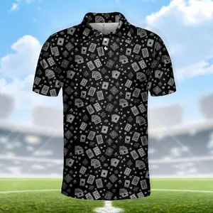 Men's Classic Poker Card Print Funny Short-Sleeve Polo Shirt Outdoor Golf Top