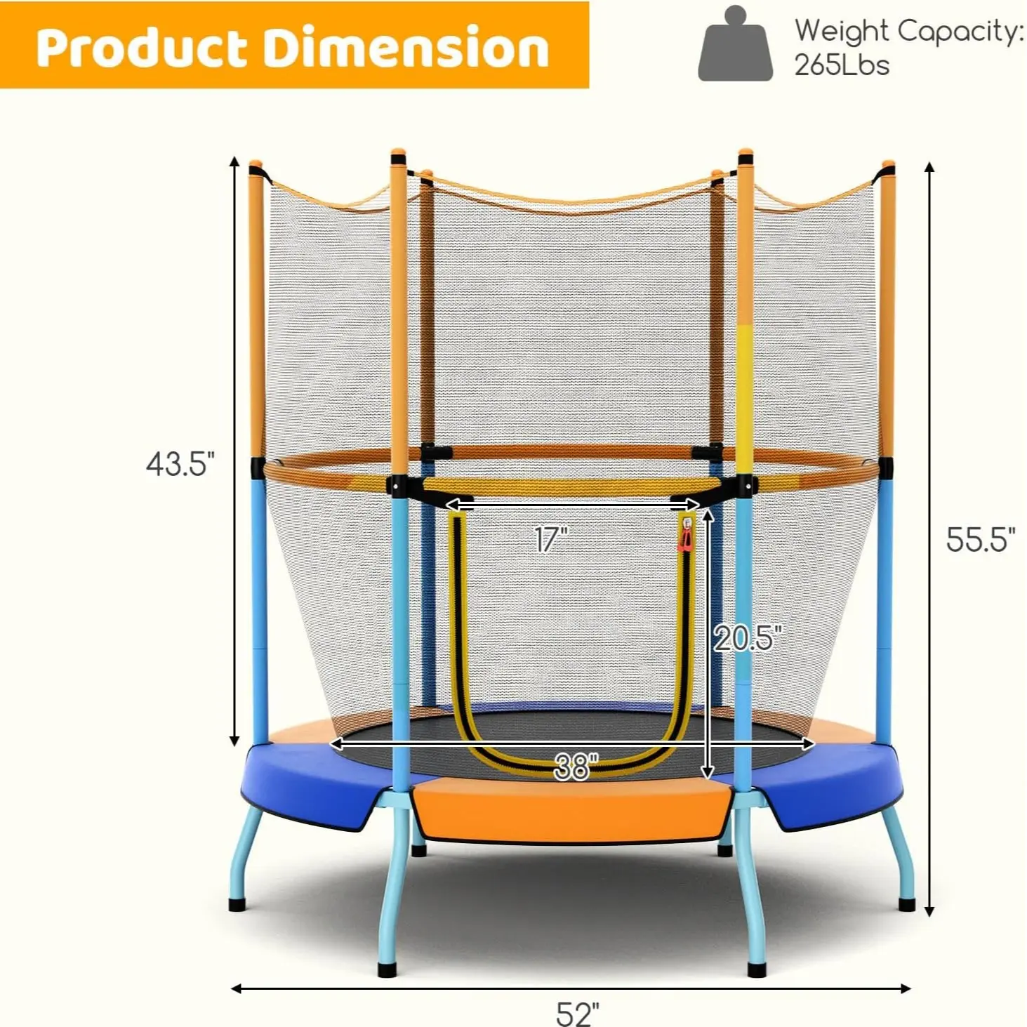 48'' Dia. Orange with 30 Elastic Bungees