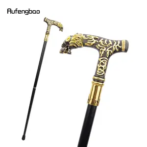 Golden Black Wolf Handle Luxury Pattern Walking Stick Party Fashion Elegant  Stick Decorative Cospaly Cane Knob Crosier 90cm