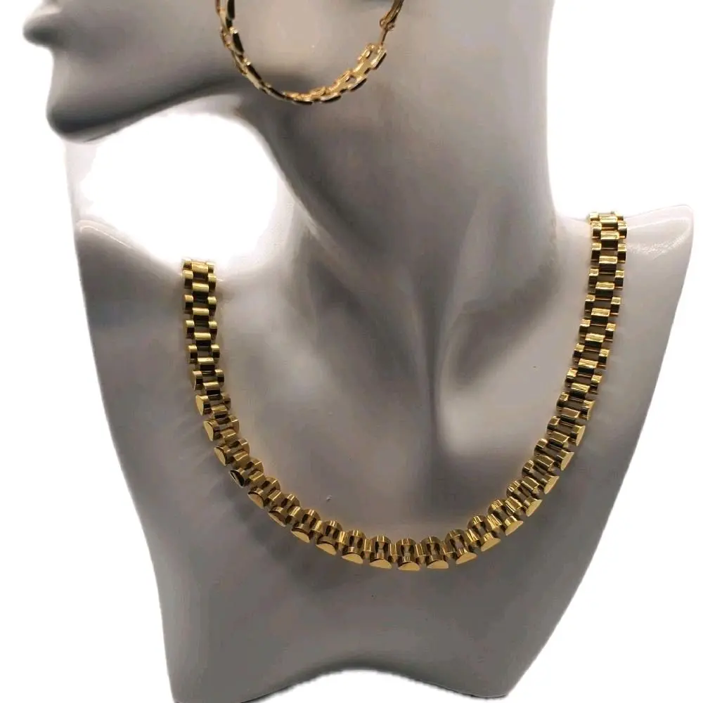 Presidential Rollie Earrings and Chain Set