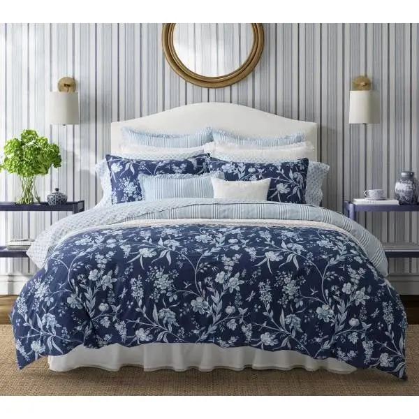 Laura Ashley Branch Toile Blue Full/Queen Duvet Cover Set