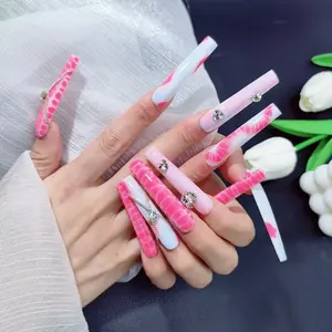 10 pcs  Handmade superlong Coffin press on nails