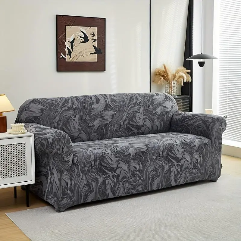 Full Season Stretch Sofa Cover Set, Anti-Slip Strips, Geometric Print High Elastic Fabric, Elastic Sofa Slipcover, Stretch Couch Cover, Fits Single/dual/three/four Seater, Stretch Couch Covers For Sofa