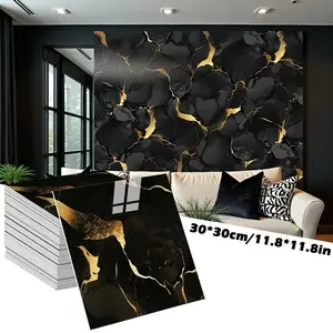 Self-adhesive Vinyl Wallpaper, 30 Pieces | Luxurious Marble Design, Removable, Easy to Clean and Maintain, itable for Bathroom, Kitchen, Living Room, Bedroom Renovation - Waterproof Vinyl Flooring, Marble Pattern Wallpaper