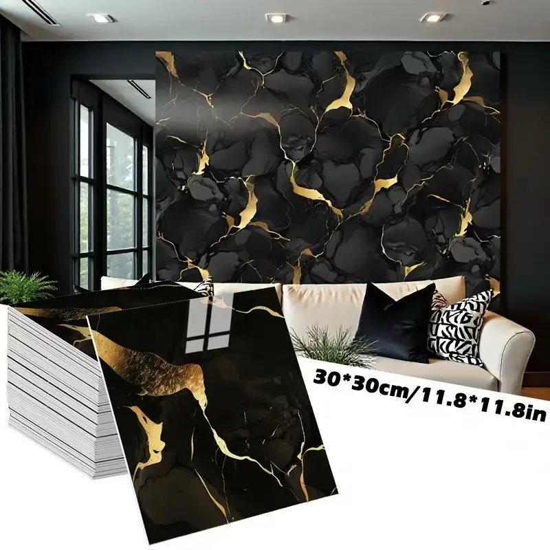 Self-adhesive Vinyl Wallpaper, 30 Pieces | Luxurious Marble Design, Removable, Easy to Clean and Maintain, itable for Interior Walls, Bathroom, Kitchen, Living Room, Bedroom Renovation - Waterproof Vinyl Flooring, Marble Pattern Wallpaper