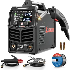 145A MIG Welder, 3 in 1 Welder FLUX MIG/Lift TIG/ARC Multi-Process Mig Welder, 110V Welding Machine, Flux Core Welder Welder Machine 110v with LCD Large Screen