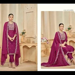 Plus Size Shimmer Georgette Kurta set Womenswear Comfortable Asian