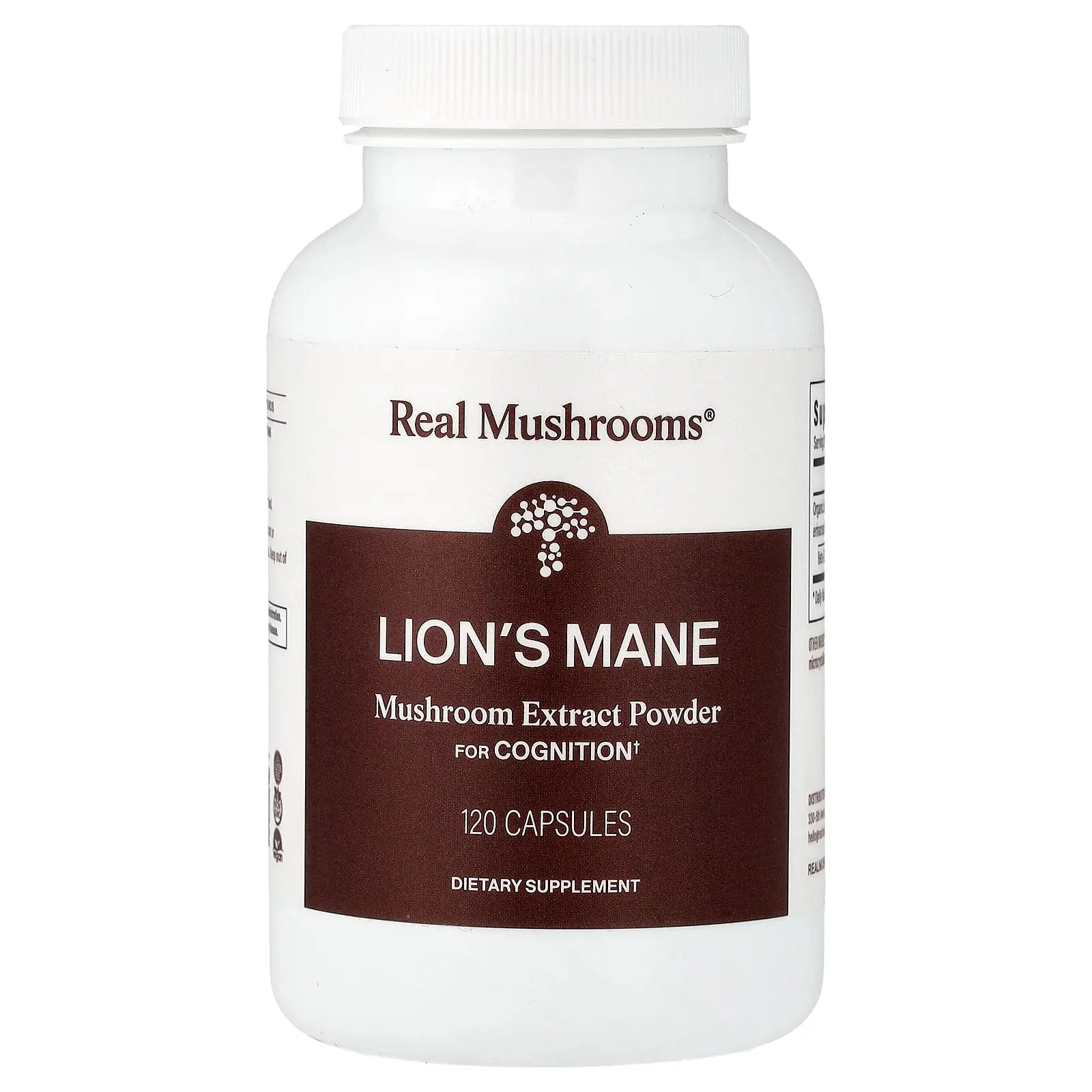 Real Mushrooms Lion's Mane, Mushroom Extract Powder, 120 Capsules