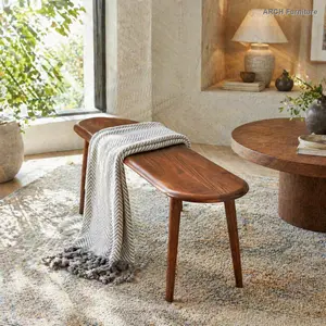 ARCH Natural Oak Wood Dining Bench Bed Bench for Dining Room, Bedroom    RR, 39.3" Wide, Curved Ends, Half-Round