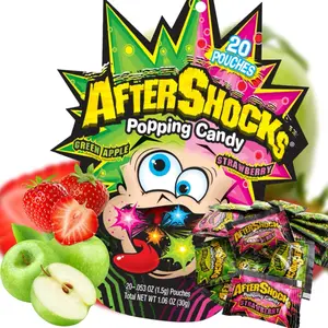 Aftershocks Green Apple and Strawberry Individually Packaged Extreme Sour Popping Rocks Candy, Fizzy Fun Novelty Candies, 20 Packets, 1.06oz Bag
