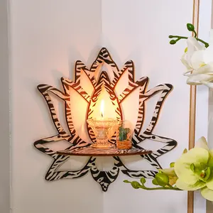 Leopard Print Lotus Shape Wall Corner Shelf, Wall Mount Design, Home Decor Wall Mounted Display Rack, Creative Storage Organizer for Living Room & Bedroom