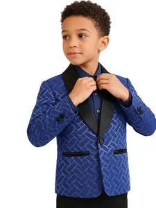 Boys' Luxury Colorblock Lapel Suit Jacket, Wedding Page Boy Formal Wear, Perfect for Holidays, Celebrations, Birthdays, Party, Gentlemen's Attire