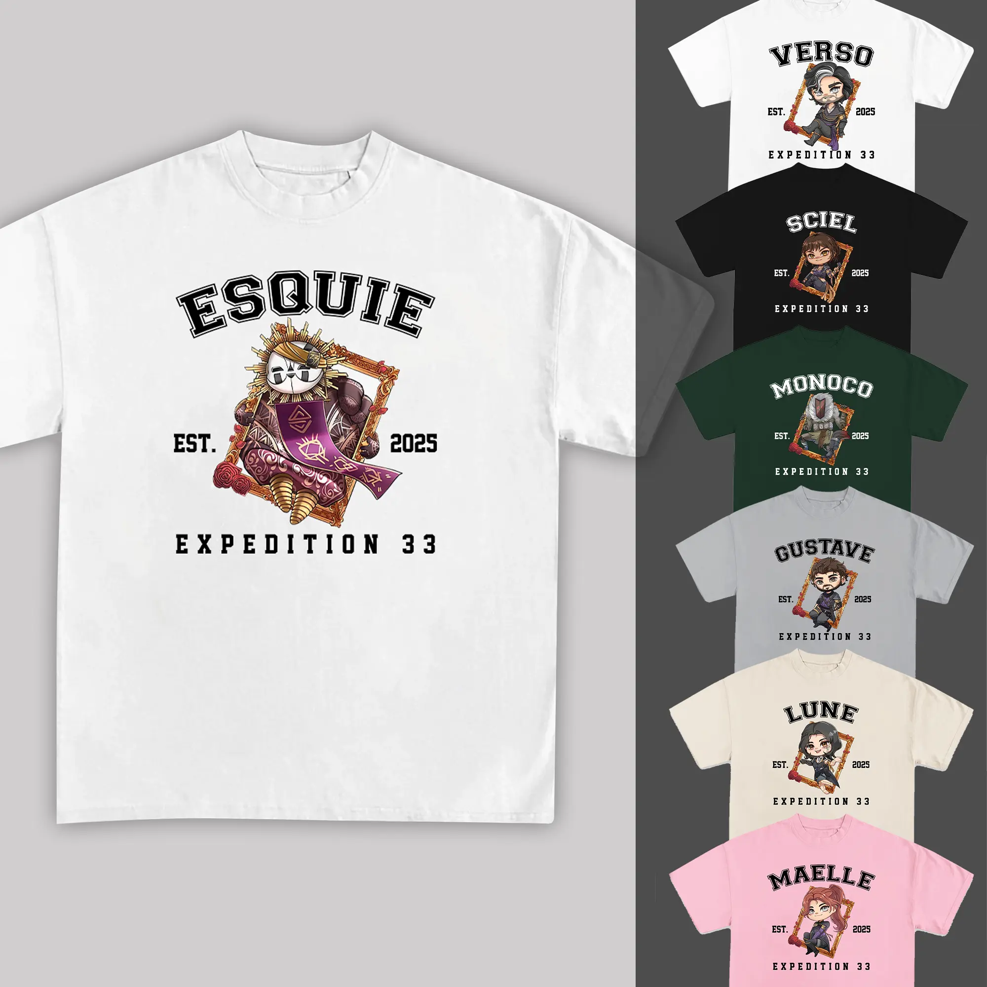 The Game EST Shirt, Esquie, sciel, maelle, lune, Gustave, verso, Monoco, Gamer Gift, Video Game shirt, Unisex Gamer Tee Menswear
