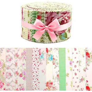 42 Pcs Jelly Roll Strips for Quilting, Crafting, Sewing, 2.56" x 20" Floral Series Bundles Precut Strips for Winter Christmas Holiday DIY Craft, Rugs,, Home Decor ( # 126)