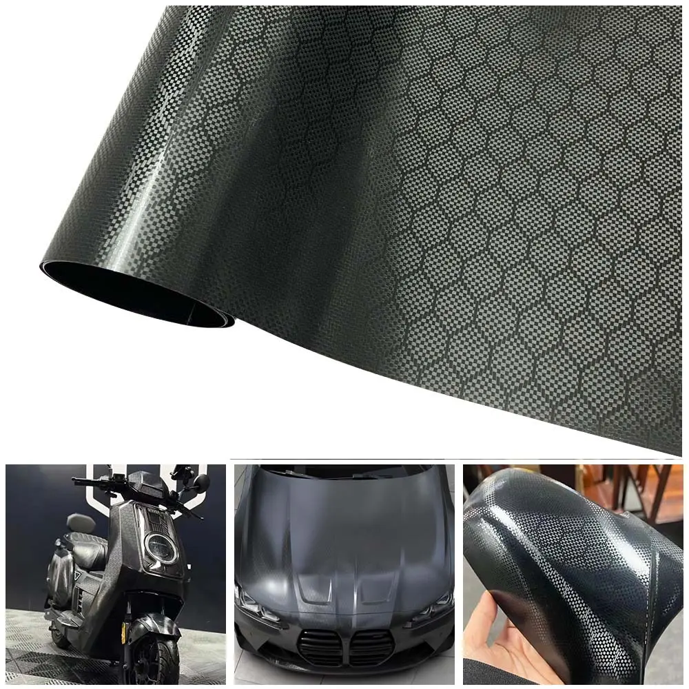 Black Hex Carbon Fiber Sticker Honeycombs Car Film Motorcycle Body Decoration Diamond Carbon Fiber Vinyl Wrap Film