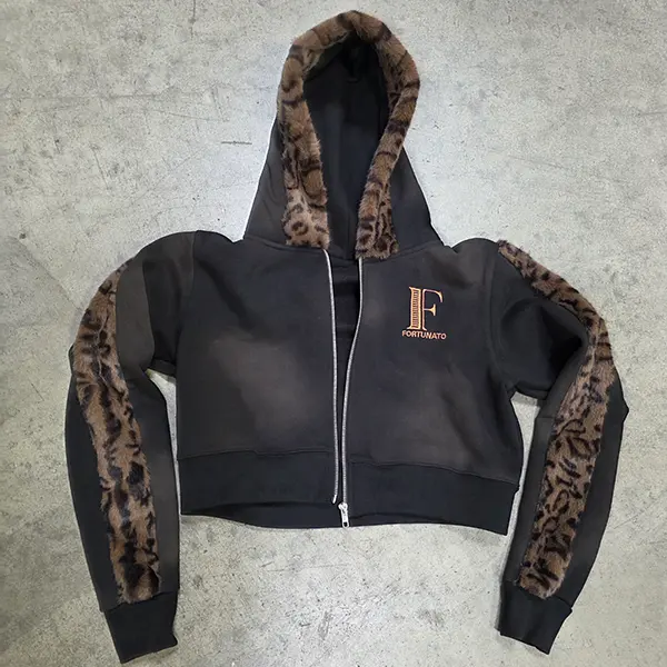 Leopard Zip-Up Hoodie Half-Crop (Limited)