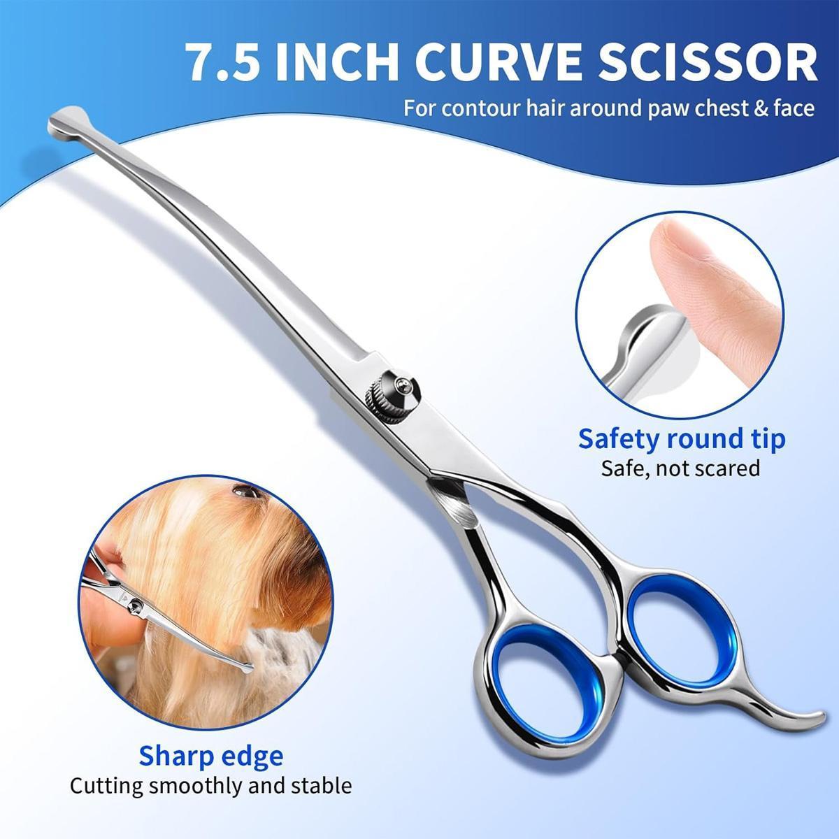 5 in 1 Pet Grooming Scissors Set, 5 Counts/set Stainless Steel Pet Hair Trimming Tool, Professional Pet Grooming Tool for Dogs & Cats, Grooming Supplies, Funny Haircut Gift, Grooming Products