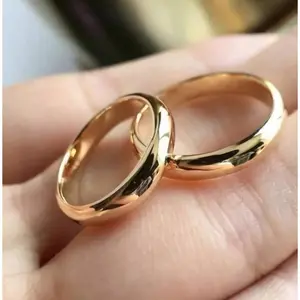 18K Gold Plated Simple Elegant Wedding Engagement Rings for Men and Women Ideal Gift for Valentine's Day