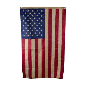 Northlight Tea-Stained Embroidered American Flag w/ Grommets Northlight Tea-Stained Embroidered American Flag w/ Grommets