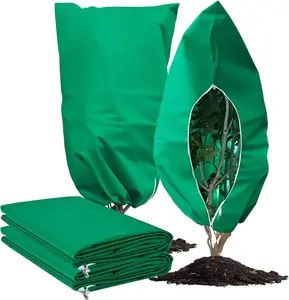 4-Pack Plant Covers Freeze Protection, Frost Covers with Zipper Drawstring, Plant Protectors from Animals, Outdoor Winter Frost Cold Weather Shrubs Trees Jacket Covers (31.5" x 47.3",Green)