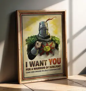 Warrior of Sunlight Recruitment Poster - Dark Souls Solaire Art Print - Original In-House Artwork - Unframed High-Quality Video Game Wall Decor - Praise The Sun
