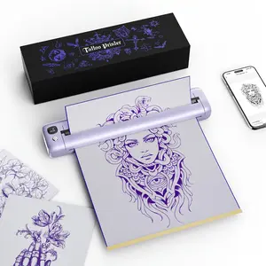 F81S Portable Printer Kit, Professional Tattoo Stencil Thermal Printer, Works with IOS, Android Mobile Devices And Computer PC, Comes with 5 Sheets Transfer Paper, for Precise DIY Tattoo Stencil Printing, Purple