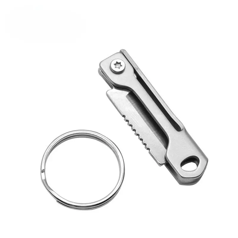 Stainless Steel Mini Folding Knife Multifunctional Pocket Tool Keychain Compact Utility Blade for Outdoor Camping EDC Daily Carry