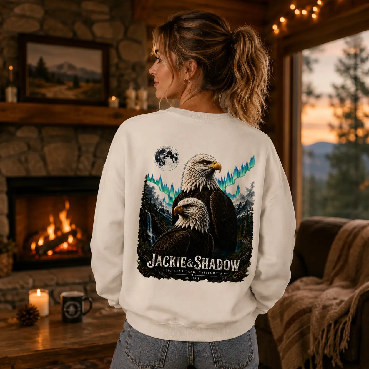 Jackie & Shadow Sweatshirt, Big Bear Lake California Bald Eagle Crewneck, Eagle Couple Wildlife Pullover, Northern Lights Nature Shirt, Bird Watching Gift
