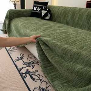 European Style Thick Chenille Sofa Throw Blanket, Luxurious Dark, Multiple Sizes and Colors Available, Anti-Slip Couch Cover, Sofa Slipcover