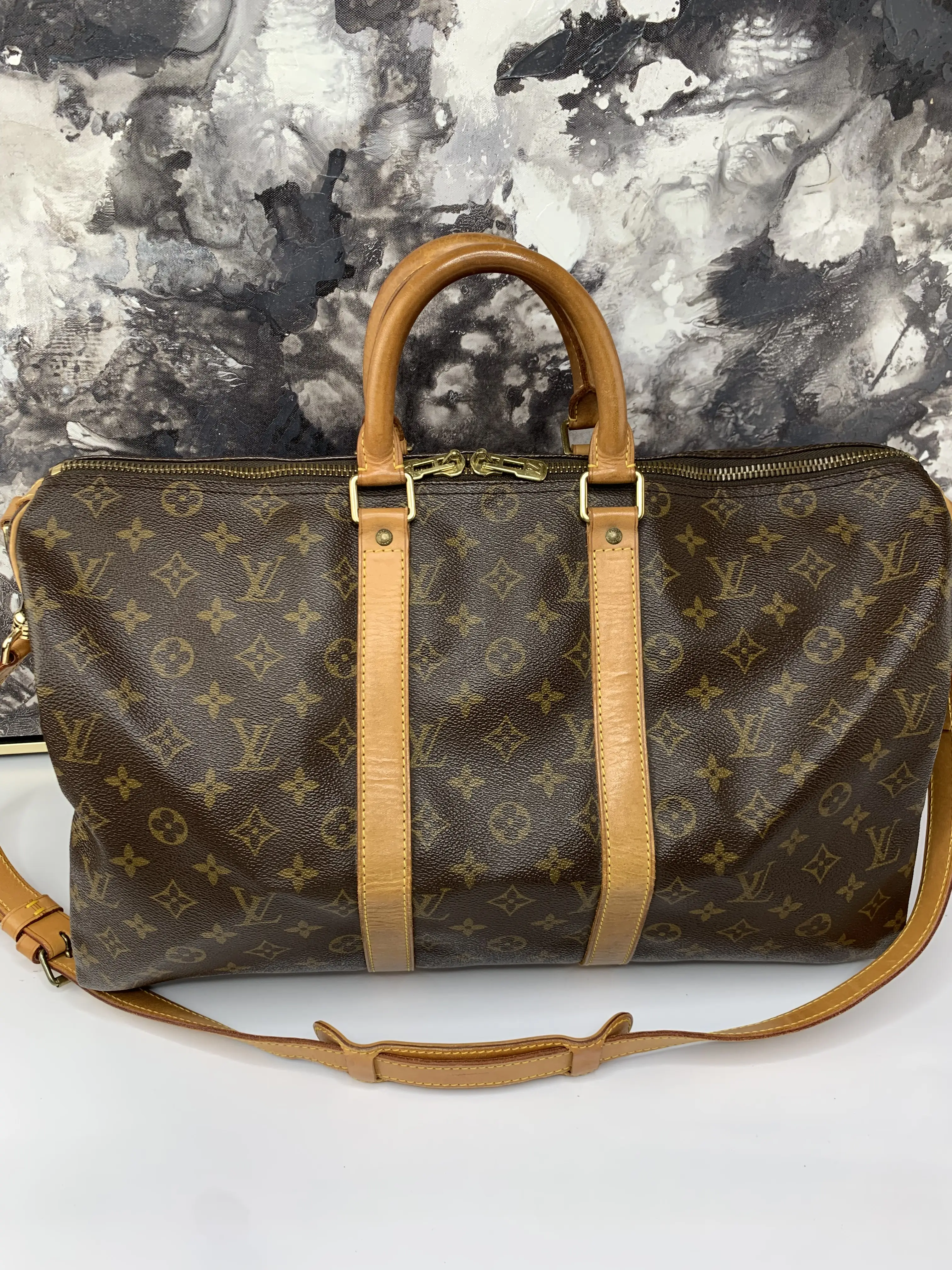 Pre-owned Louis Vuitton canvas travel bags Keepall 45 Bandouliere