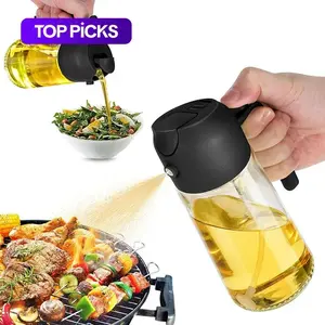 Multifunctional 2 in 1 Glass Oil Dispenser, 1 Count Oil Sprayer with Handle, Olive Oil Sprayer, Oil Dispenser for Cooking, Baking, Frying, Kitchen Utensils & Gadgets #TOP PICKS