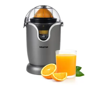 Gourmia Automatic Electric Citrus Juice Extractor with One-Touch Operation  Universal Cone, Anti-Drip Spout, Dishwasher Safe Accessories, Compact, 60W Motor