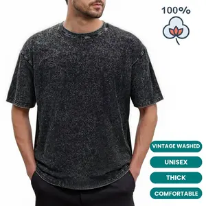 Alimen Mens Vintage Acid Washed T-Shirts Heavyweight Thick 100% Cotton Unisex Short Sleeve Baggy Streetwear Tee, Shape-Retaining Premium Look Non-Deformable Tshirts for Spring & Summer - No More Sagging & Deformation!