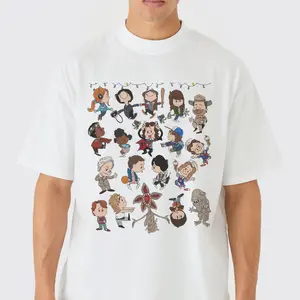 Cute Retro ST Adventure Chibi Friends Ver1 Tee, 80s Cartoon Style Character Shirt, Fun Vintage Aesthetic Graphic Unisex T Shirt Gift