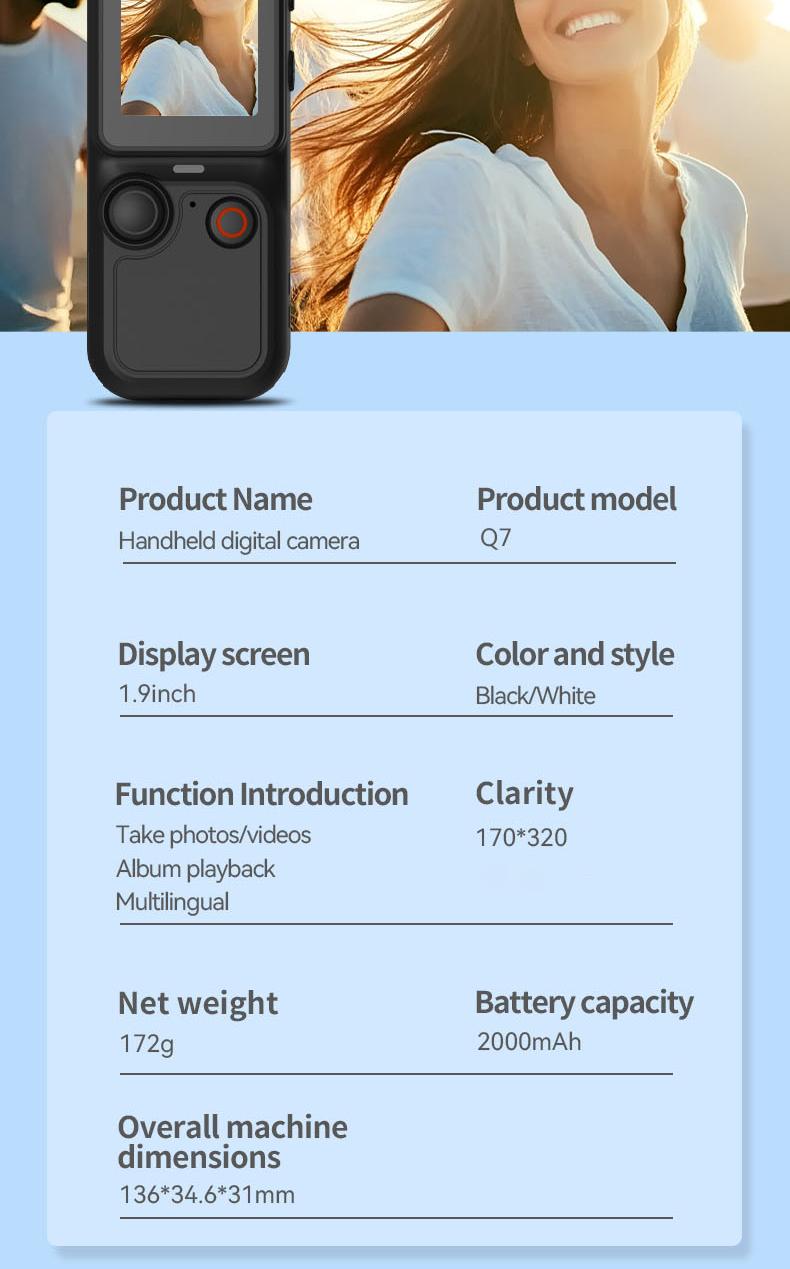 Ultra HD Portable Camcorder with 180° Rotating Lens & Smooth Stabilization | Handheld Anti-Shake Camera for Vlogging, Travel & Daily Recording | USB Rechargeable, Durable & Compact